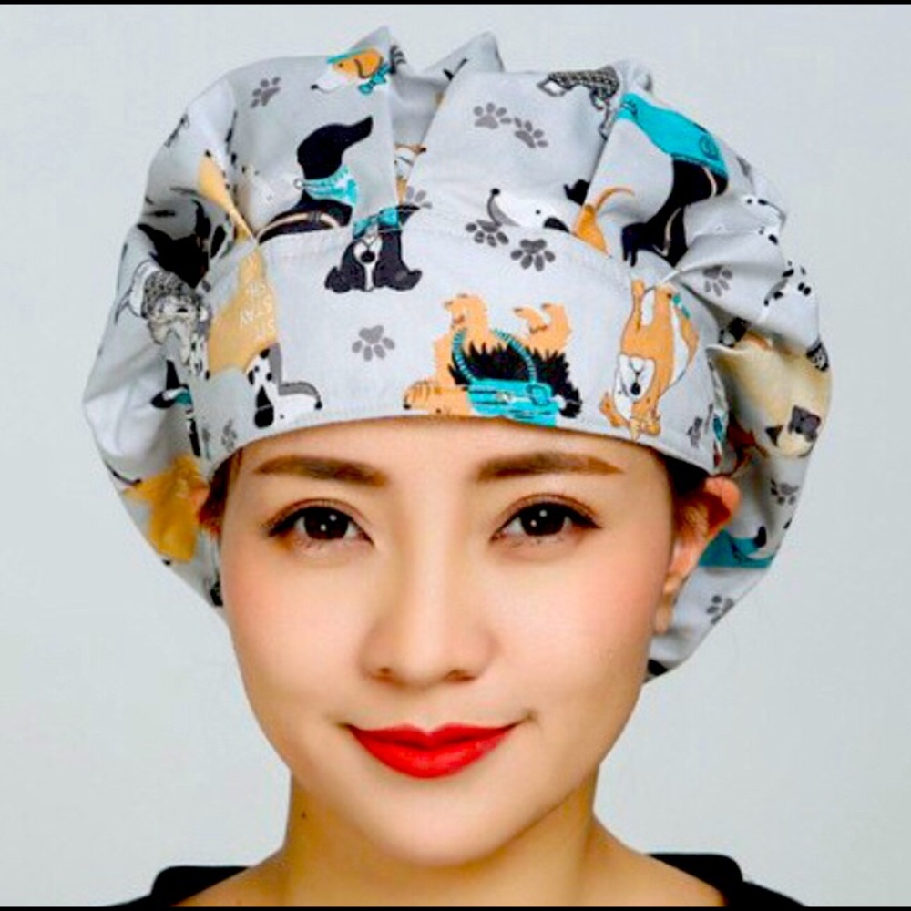 👩‍🍳3/$20 or $9 Bouffant Scrub Cap Dog#1